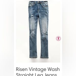 Like New Risen High Rise Straight Leg Distressed Jeans